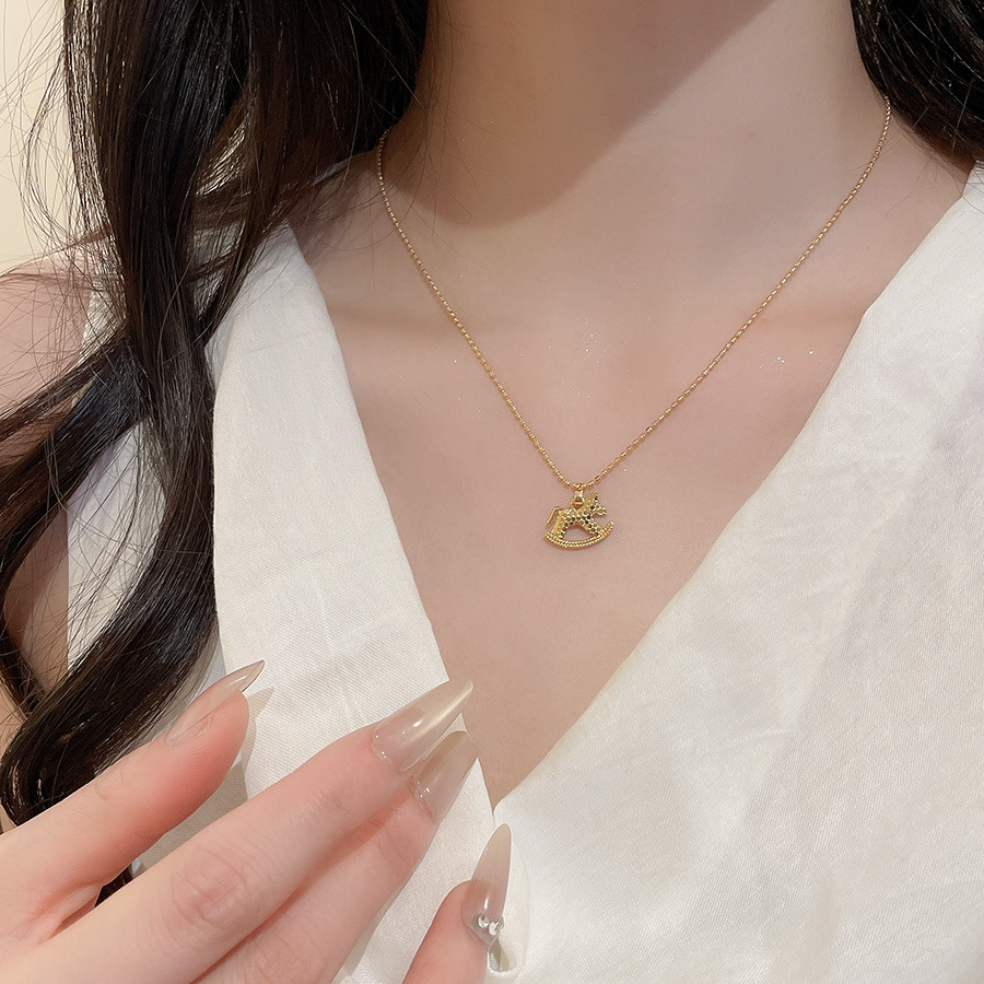 18K Real Gold Plated Copper Coin Little Horse Necklace Bracelet New Chinese Style Zodiac Year Jewelry Set Light Luxury Niche Accessories - view 3