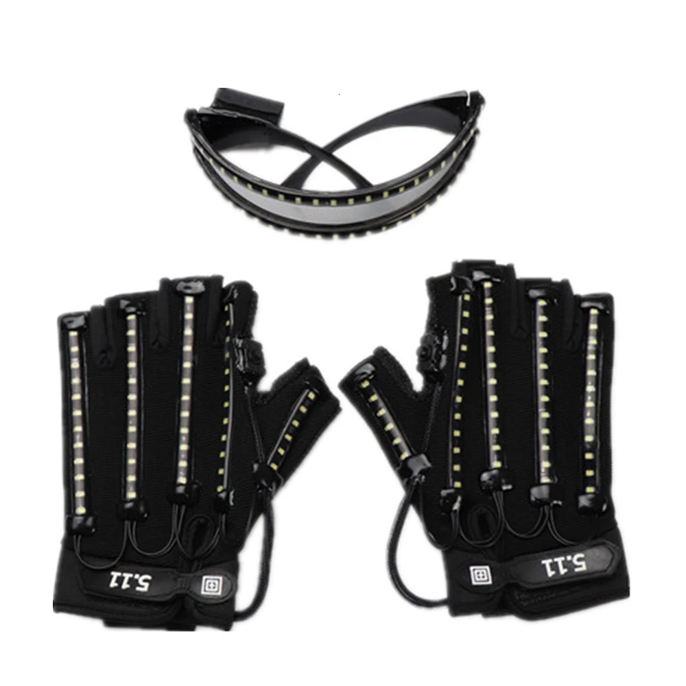 LED Glow Gloves Rave Light Flashing Finger Lighting Glow Mittens Magic Black Luminous Gloves Party Supplies Halloween 260126