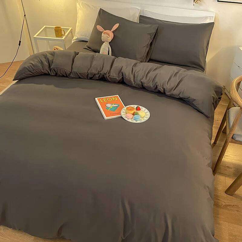 3-piece set, solid-color + one pair of pillowcases without cores, soft bedding, home down duvet cover Y260124
