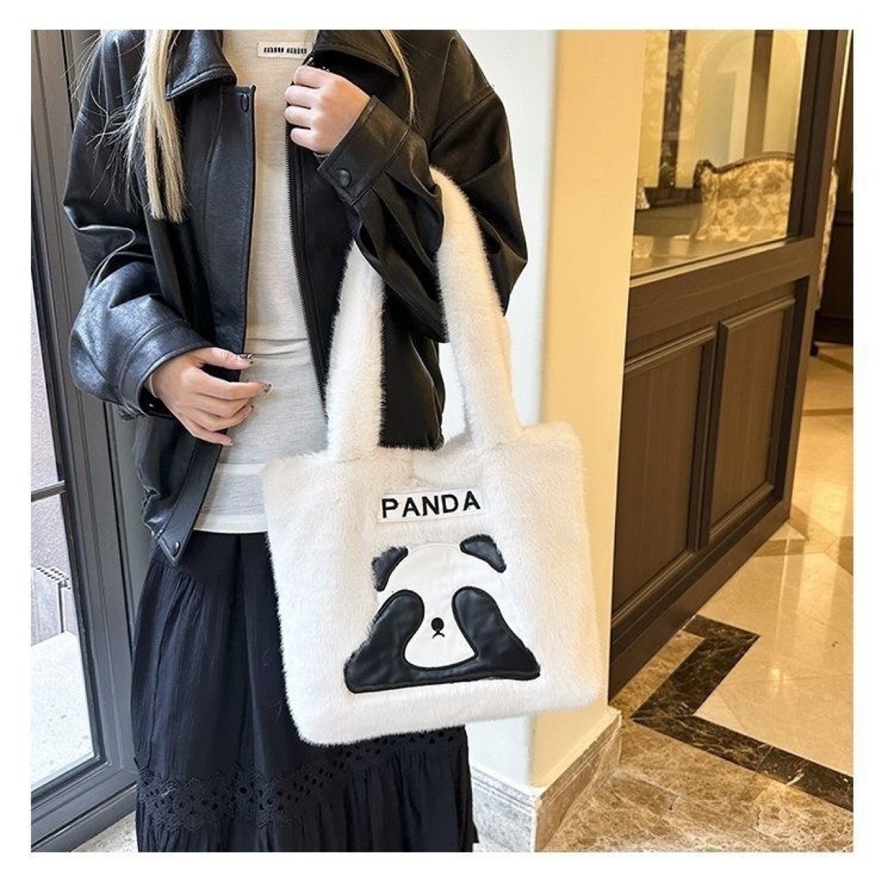 Cross-Border New Plush Fresh Sweet Cute Panda Handbag Daily Large Capacity Shoulder Bag