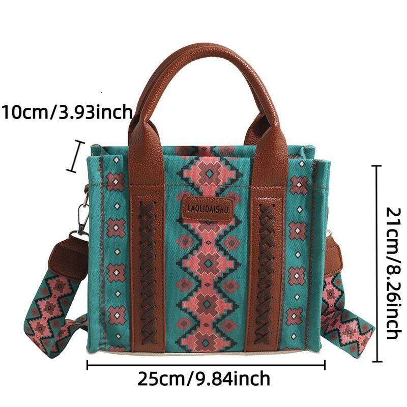 European and American Vintage Print Canvas Trendy Women's Shoulder Handheld Crossbody Large Capacity Tote Bag XJ260125