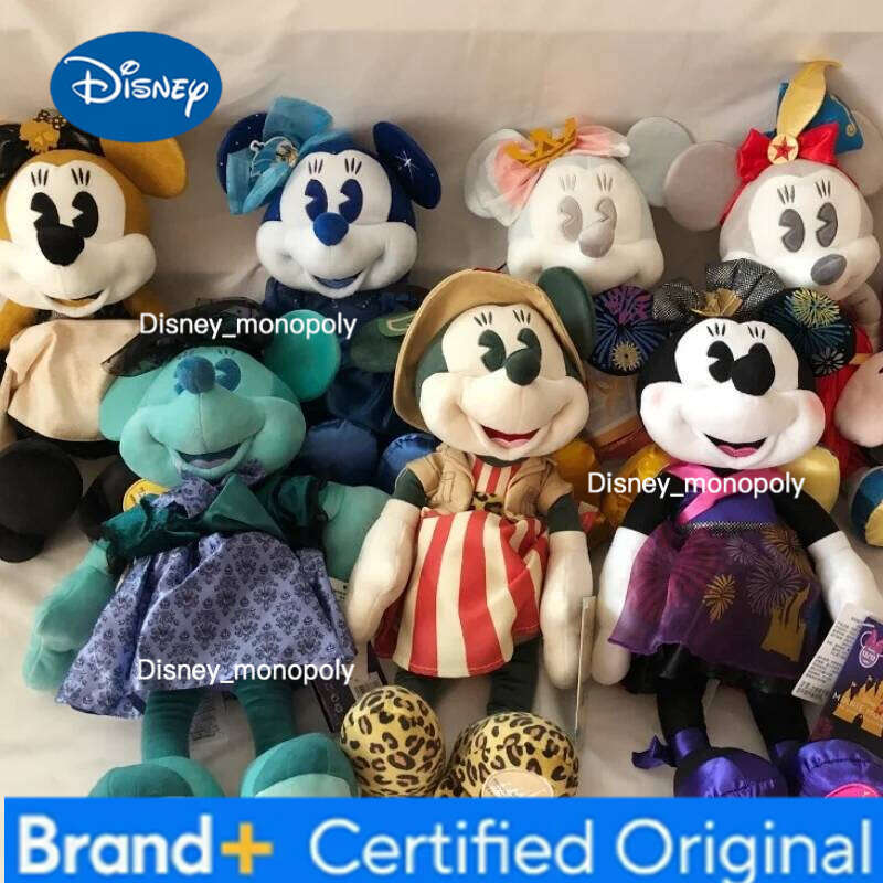 Disney Original Mouse Plush Dolls Minnie Mickey Collection Stuffed Plushie Anime Cartoon Badge Headband Toys Gift H260126
