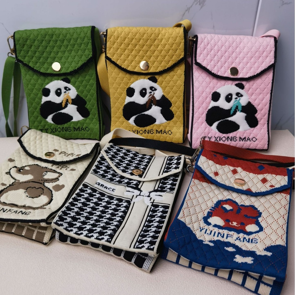 Panda Women's Knitted Handbag Crossbody Phone Mini Small Shoulder Bag Factory Simple Fashion