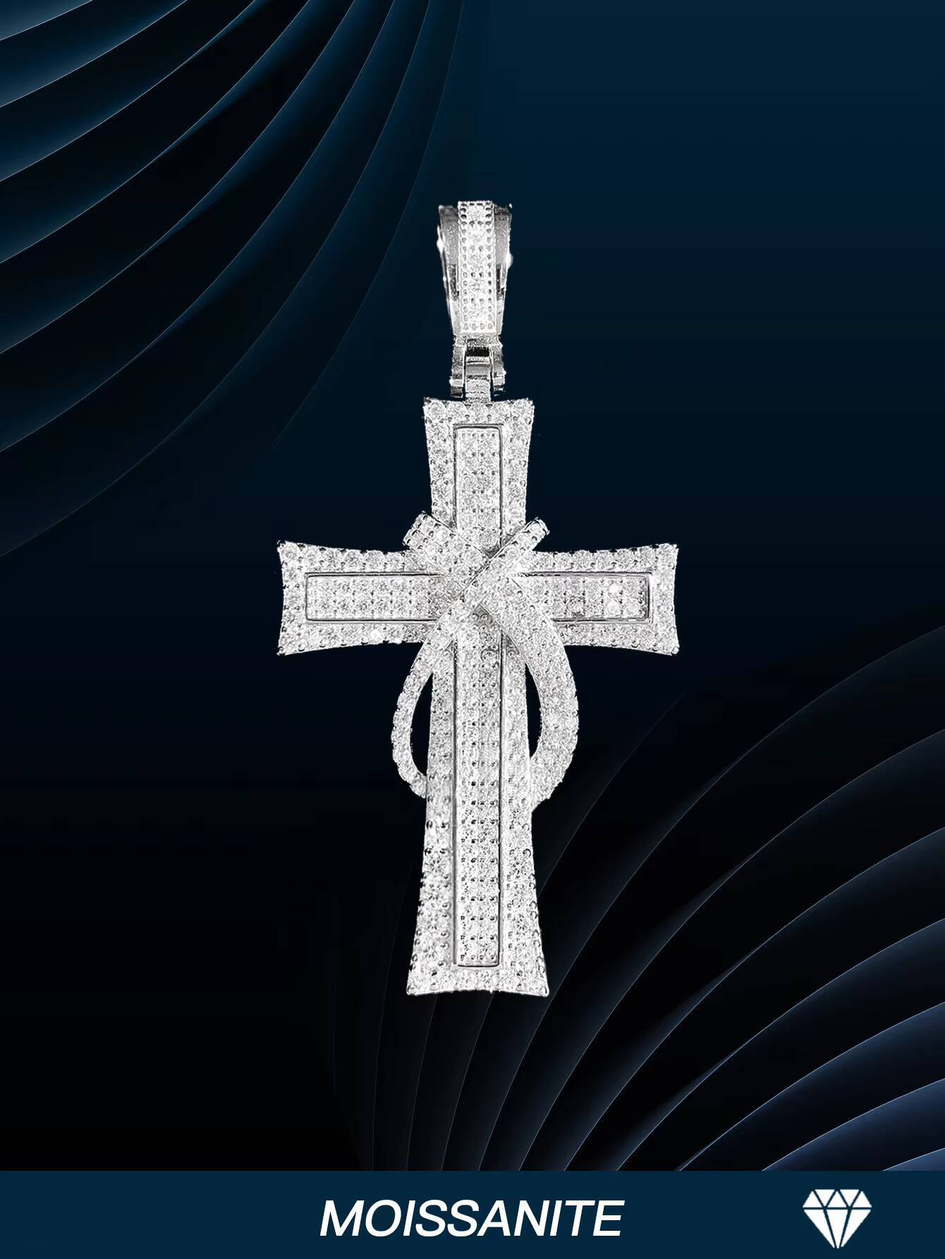 Mens Gothic Cross Charm Pendants Western Charms Jewelry Micro Pave Large Medieval Vintage Punk Retro Faith Gold Silver