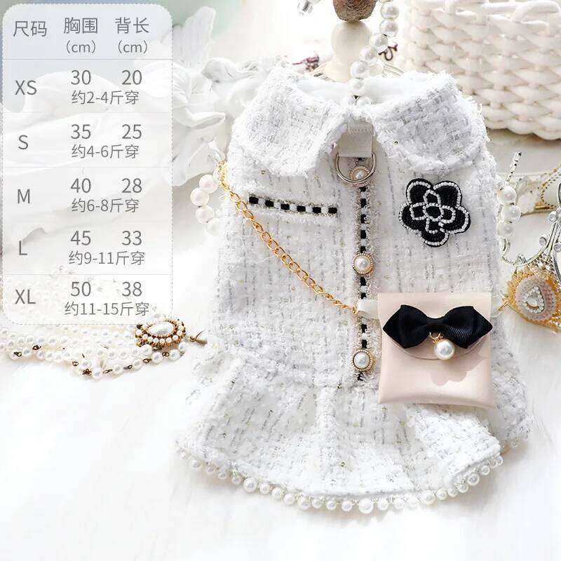 Winter Fall Pet Clothes, Luxury Princess Dress With Pearl Bowknot Small Dogs & Cats - Perfect For Bichon Frise, Schnauzer - view 7