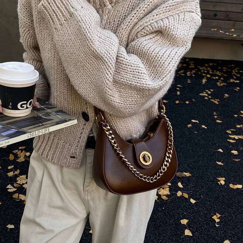 High-End Crescent for Women 2025 Autumn and Winter Fashion Crossbody Chain Texture Single Shoulder Underarm Bag 0302ST XJ260125