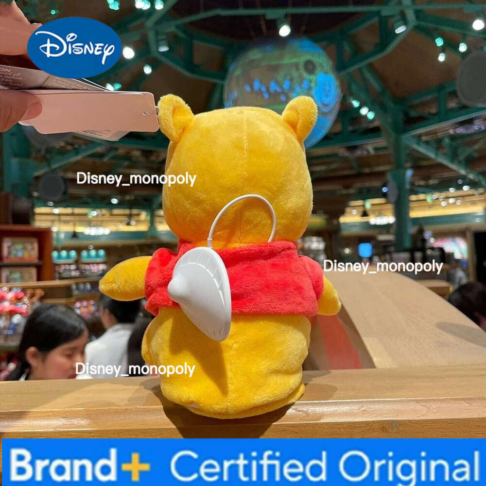 Disney Shanghai land Winnie the Pooh Strawberry Bear Stitch Sound-Activated Movable Plush Doll Toy Gift and Souvenir H260126