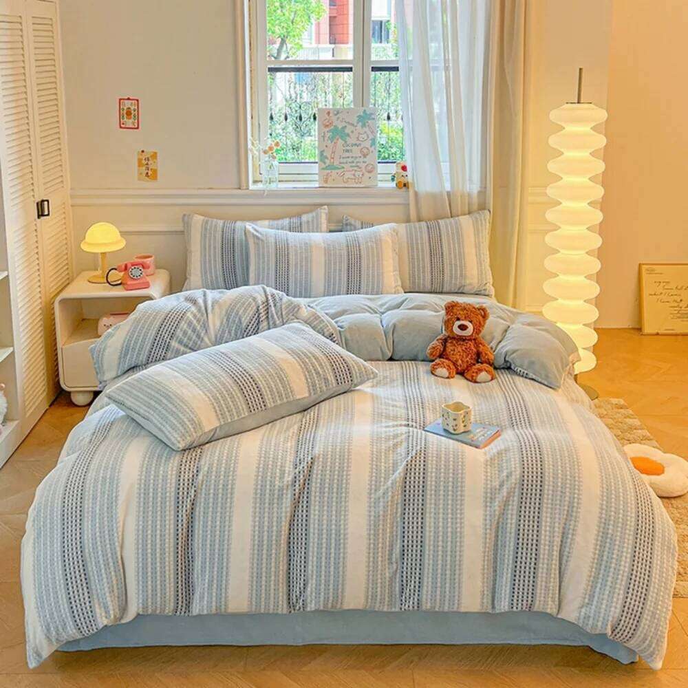 Class A Thickened Milk Velvet Four-Piece Winter Warm Duvet Quilt Cover Bed Sheet Pillowcase Soft Bedding Set Y260124
