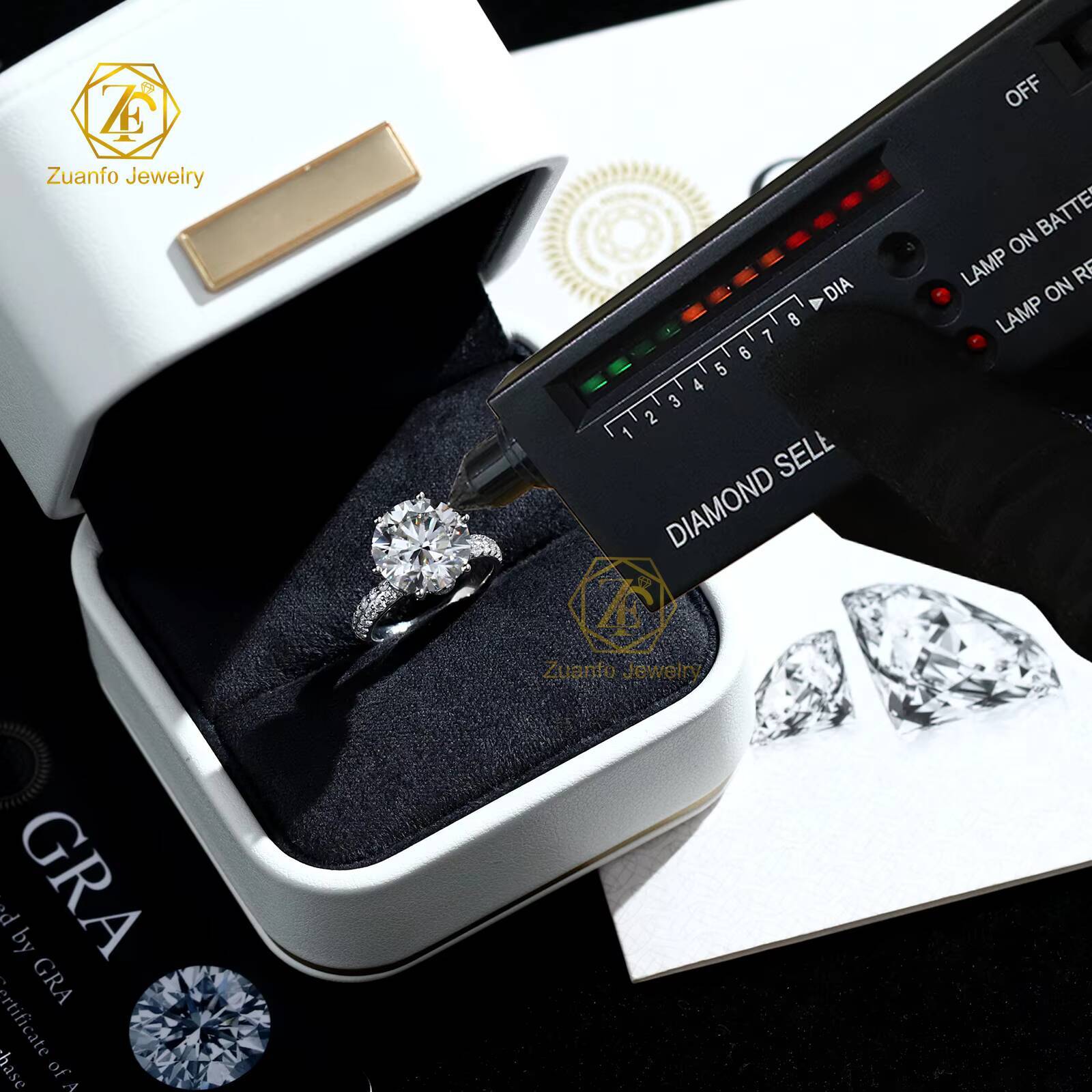 Wholesale 5CT Big Diamond Ring Women Engagement Wedding Jewelry 11mm Round Cut 925 Silver Moissanite Fine Ring for Ladies