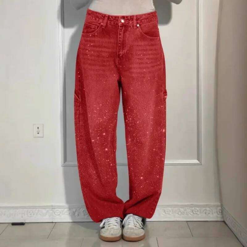 2025 New Rhinestone for Streetweart Wide Leg Denim Jeans Y2k Baggey Pants Korean Fashion Women Clothing C260126 - view 7