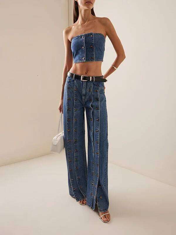 Women's Spring Autumn Stylish Button Jeans Pants 2025 New Denim Long Vintage Trousers Woman Bottoms Clothes for Ladies C260126 - view 6