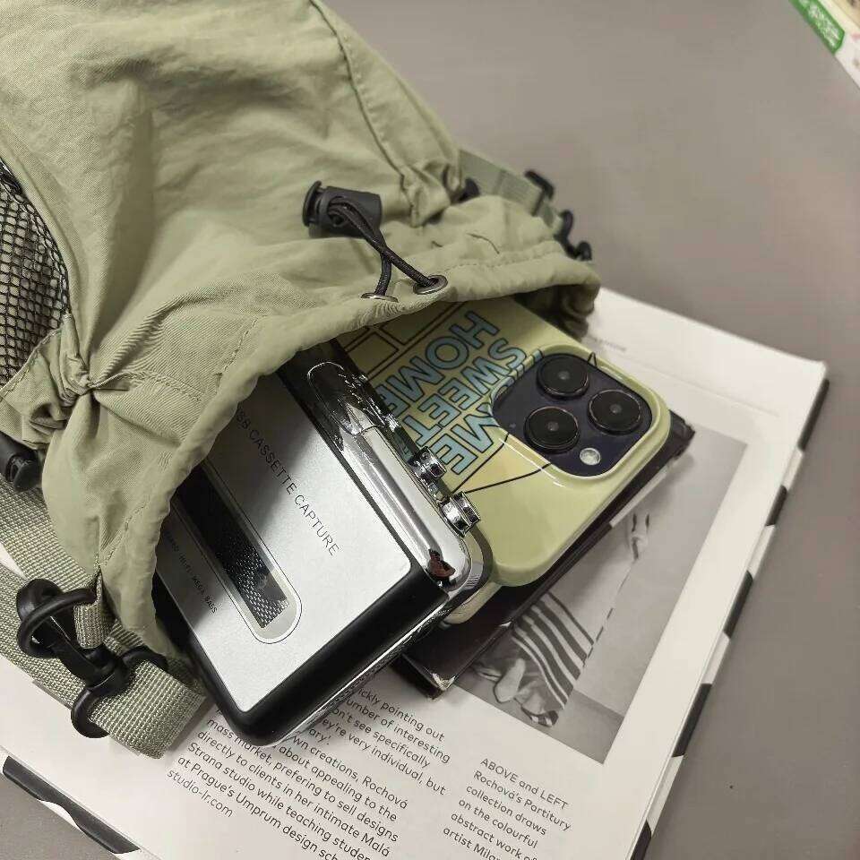 Lightweight Bucket Crossbody Bag for Women, Nylon with String Opening & Interior Phone Pocket XJ260125