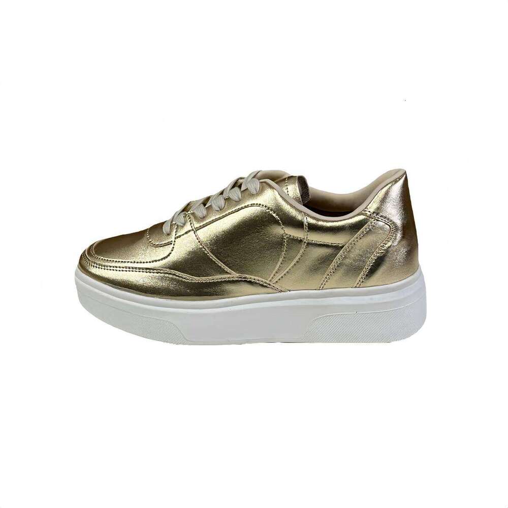 Okimoz Metallic Gold Fashion Gifts Platform Sneakers For Women Retro Glossy Casual Shoes With Thick Chunky Sole Sport Tennis Designer Shoes - view 8