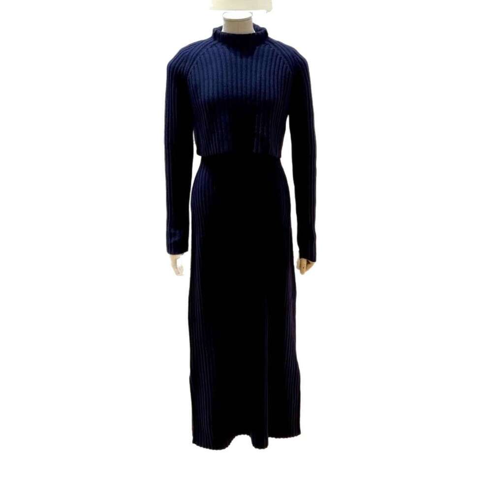 2026 Autumn New Fashionable Multi functional High neck Knitted Sweater V-neck Strap Dress Set