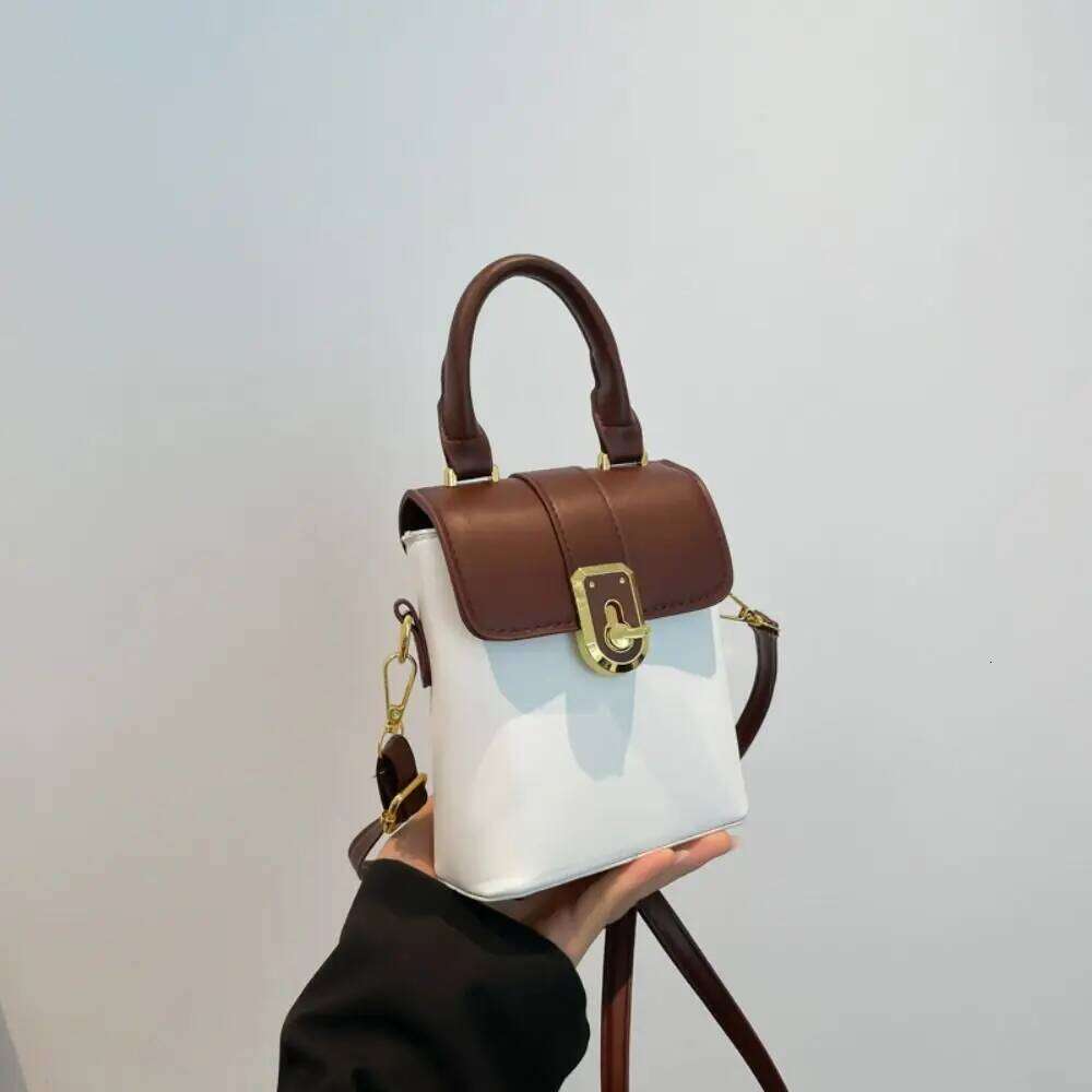 PU Contrast Color Phone Handbag Korean Style Simple Shoulder Message Storage Ins Square Tote Bag Streetwear XJ260125