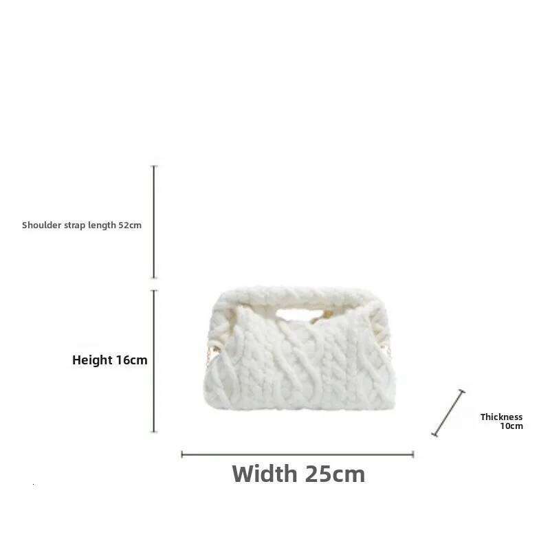 Versatile Chain Crossbody Winter Women Shoulder Knitted Clamp Mouth Clutch Bag Fashion Shell Handbag XJ260125