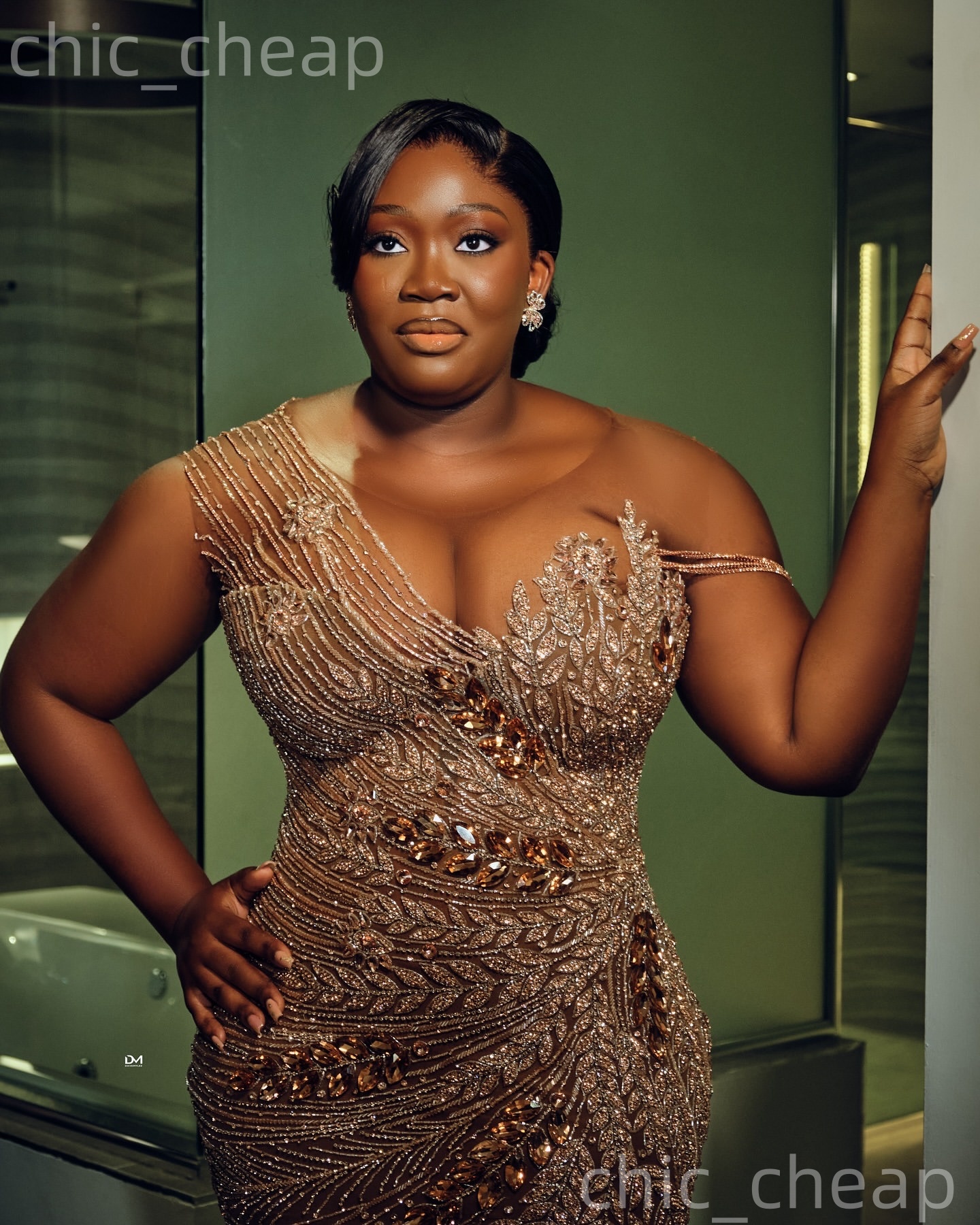 Aso Ebi Brown Mermaid Prom Dresses 2026 Beaded Crystals Illusion Sequined Lace Evening Formal Party Second Birthday Engagement Gowns Dress For Special