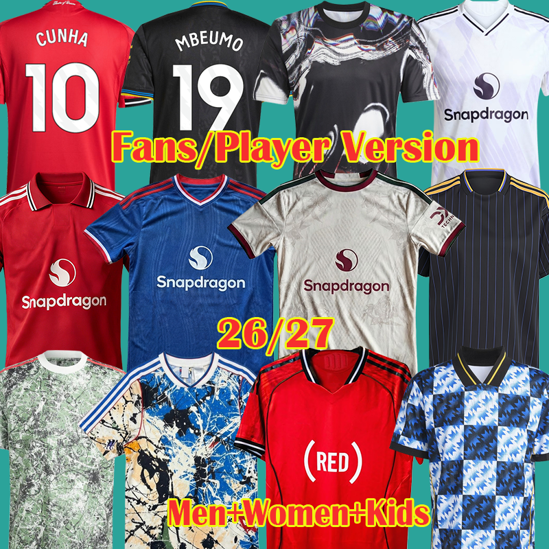 26 27 MAINOO soccer jerseys MOUNT SESKO CUNHA ZIRKZEE Kits Player CASEMIRO football shirts 2026 2027 FERNANDES CUNHA HOJLUND MBEUMO Stone Roses men kids Uniform