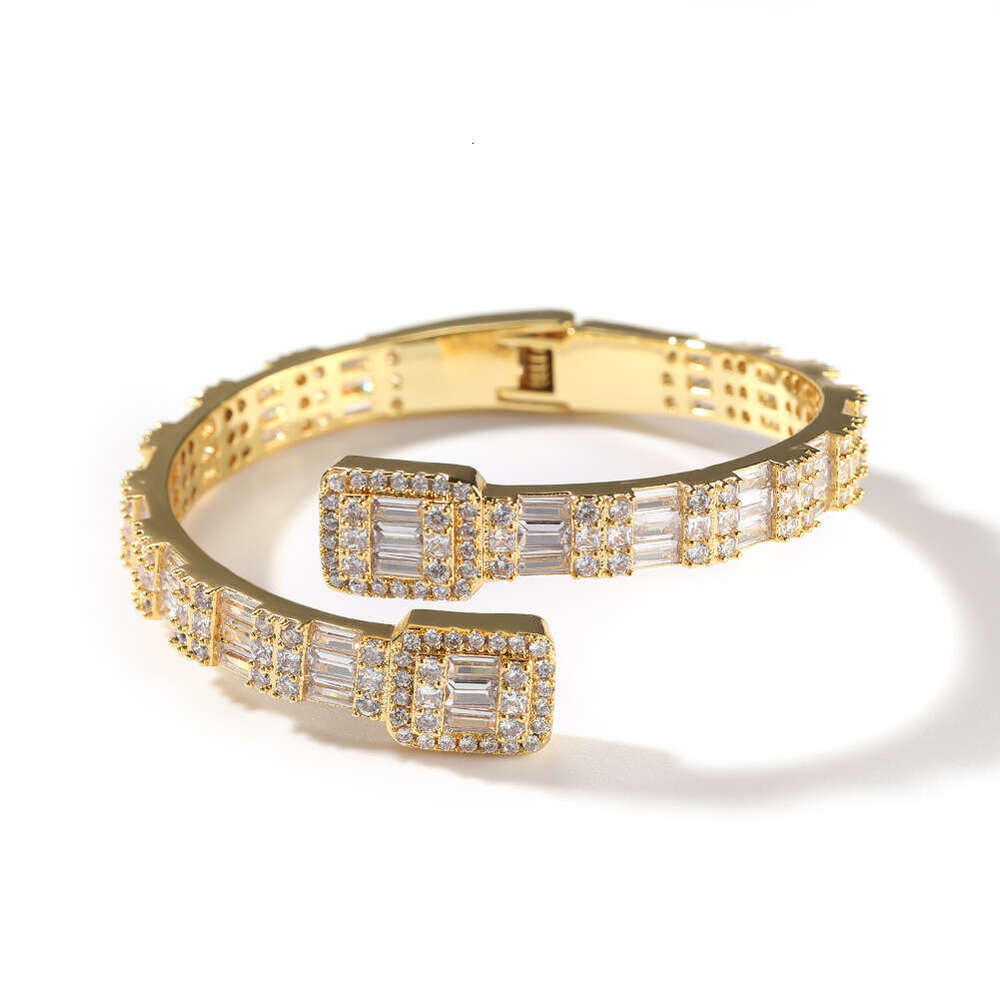 New Fashion Open Ins Style Inlaid Moissanite diamond bracelet Interwoven Two-tone Bracelet Personality Hip Hop Men's Jewelry