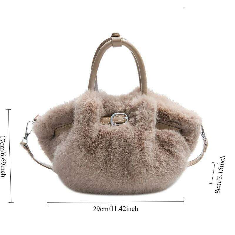 Winter Fluffy Simple Versatile Crossbody Women Fashion Handle Bags Textured Casual Style Shoulder Commuting Bag Cute Small XJ260125