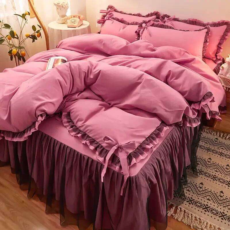 For Love Heart Bedding Comforter Sets Duvet Cover Set Home Sheet Pillowcase Soft No Filling Bed Linen Twin Full Queen Y260124