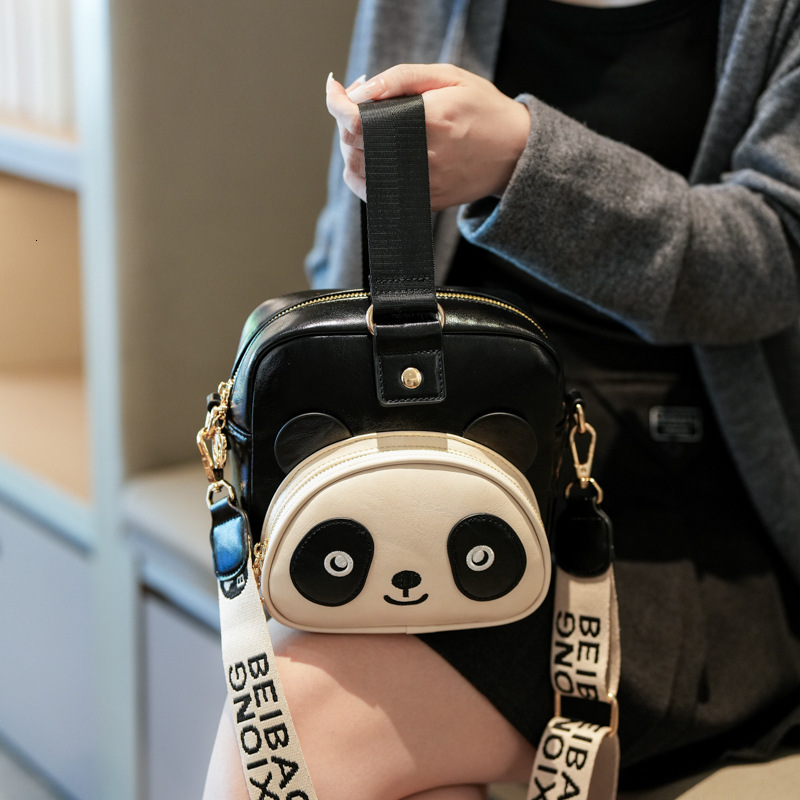 2025 New Niche Fashion Versatile Cute Cartoon Panda Crossbody For Women Casual Shoulder Handheld Small Square Bag