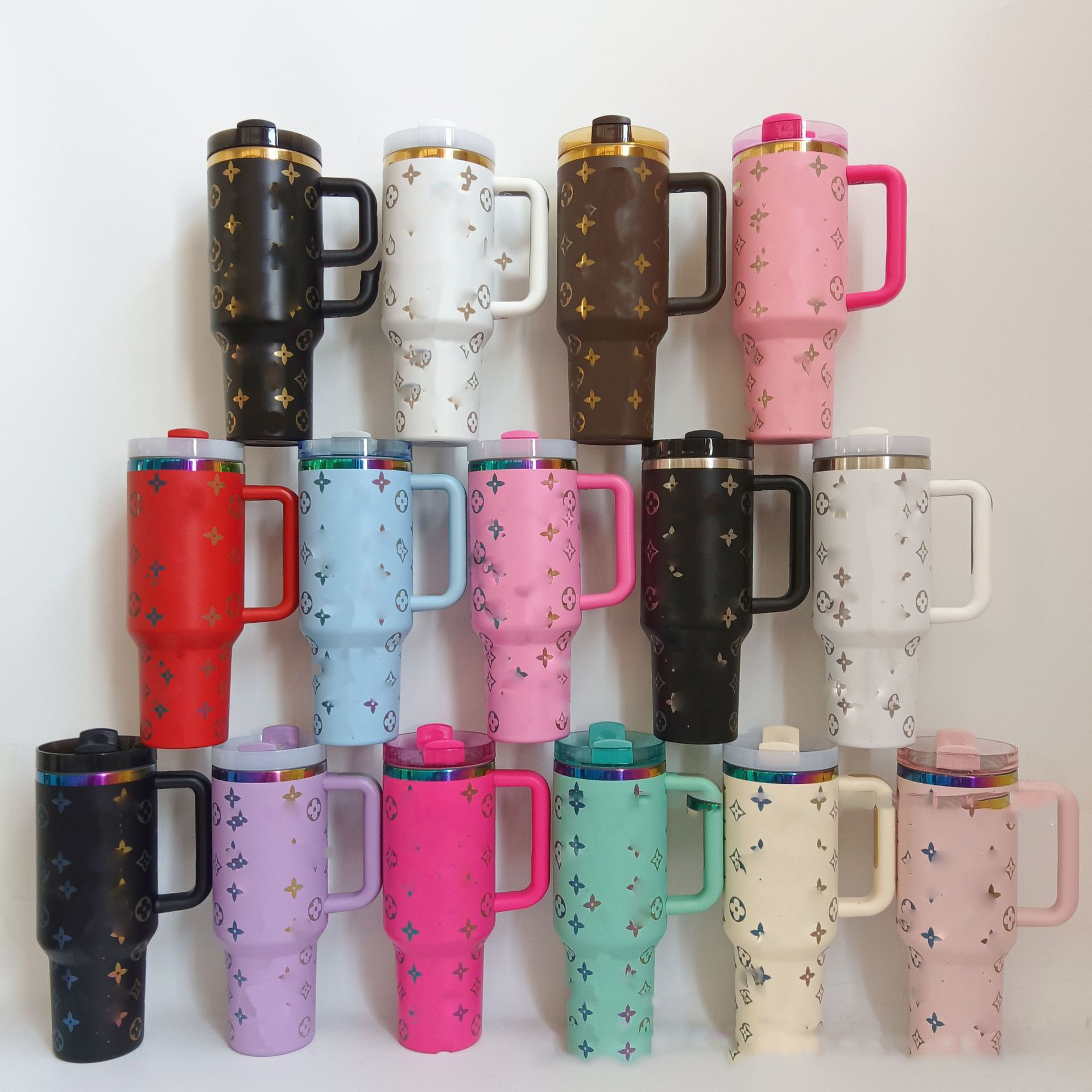 40oz Water Bottle Designer Stainless Steel Insulated Car Cup With Straw and Lid Coffee Mug for Camping Thermos Tumbler Birthday Valentine's Day Gift