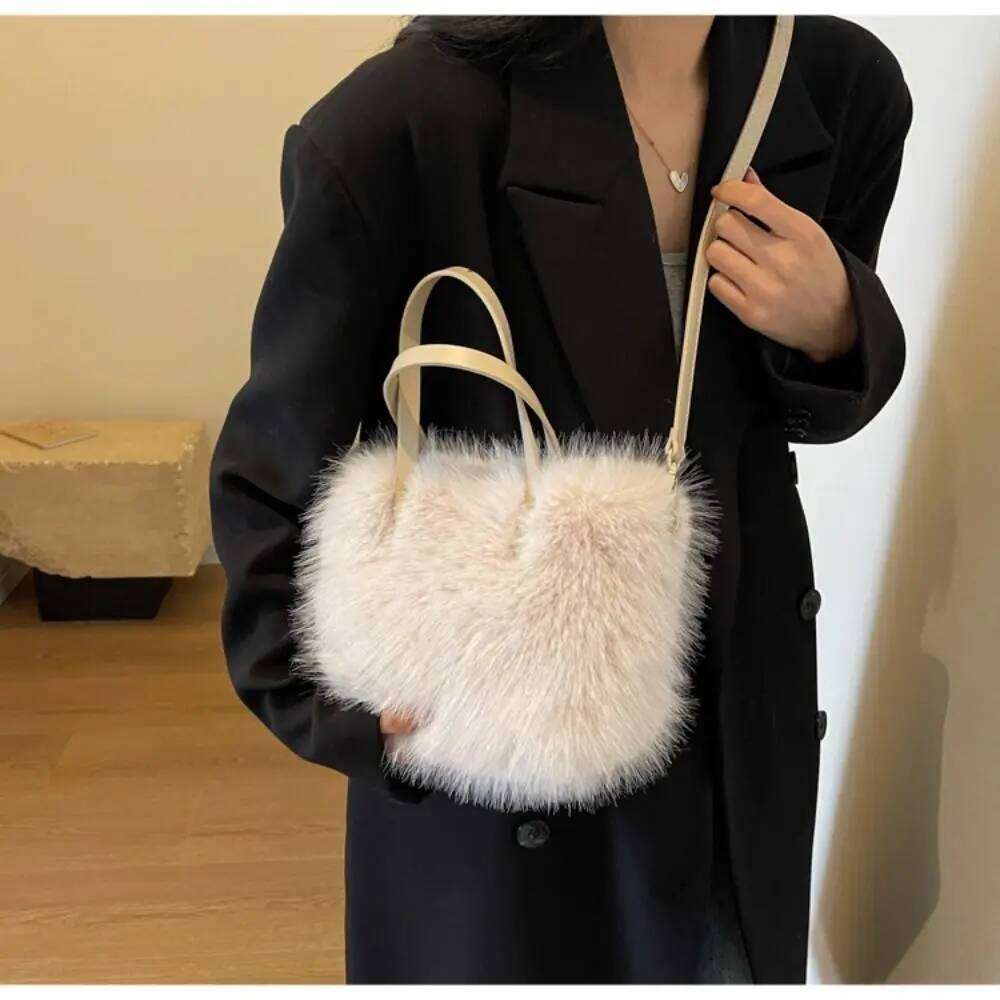 Luxury Faux Fur Ladies Shoulder Soft Square Female Crossbody Fluffy Handbag Tote Bag XJ260125