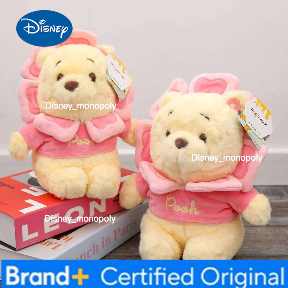 Disney Stuffed Toy Cute Sunflower Bear Cherry Blossom Winnie Plush Doll Girl Birthday Kawaii Room Decoration H260126