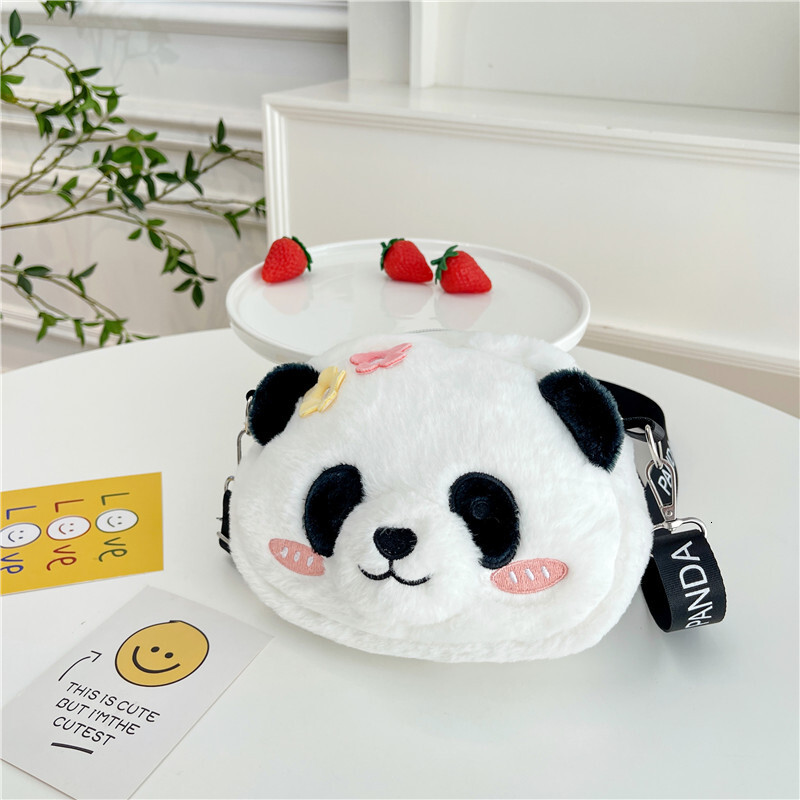 Creative Crossbody New Flower Panda Plush Children's Versatile Claw Machine Doll Small Bag