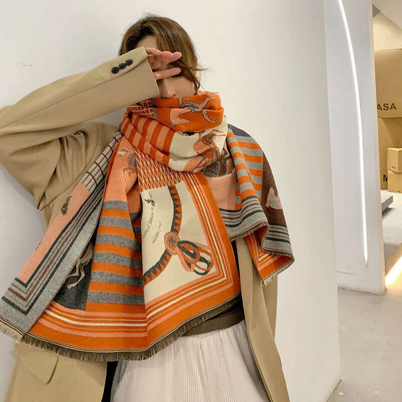 2026 Autumn Winter European and American Imitation Cashmere Carriage for Women Double-Sided Double-Color Shawl Long Warm Neck Scarf