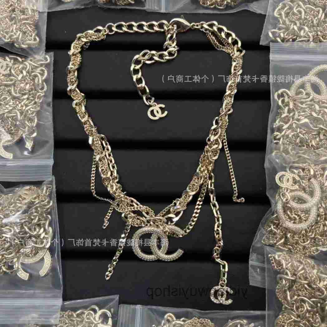 Designer Necklace channels necklace Double Double Layer Pearl Chain Inlaid Choker cc necklaces