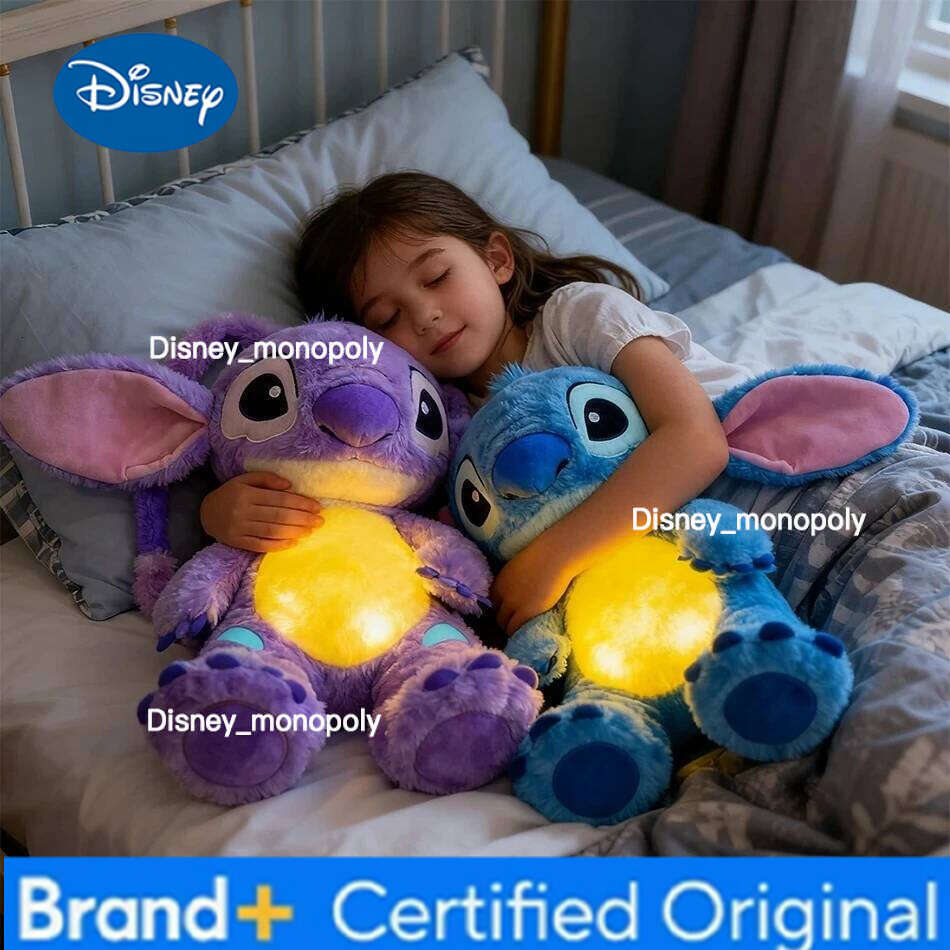 Disney New Lilo&Stitch Plush Doll Breath Child Peluche Kawaii Soothes Toy Anime Baby Music Light Sleep Toys Pink Stitch Kid Gifts H2601261