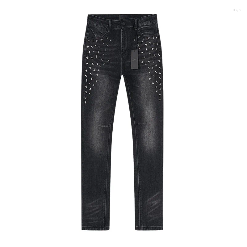 Men's Jeans 2026 RTA Americans High Street Trendy Black Low Rise Stretch Pants Skinny Ripped Retro Hold Trousers