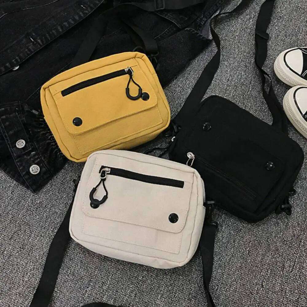 Fashion Pure Color Shoulder Bag Canvas Multifunctional Messenger Bags Zipper Casual Tote Handbag Women Men XJ260125