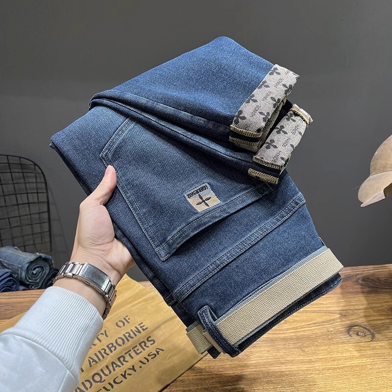 Designer Clothes 2025 Autumn Winter New Thickened Warm Lamb Wool Luxury Brand Jeans For Men Stretch Slim Fit Skinny Wear-Resistant Dirty Long Pants