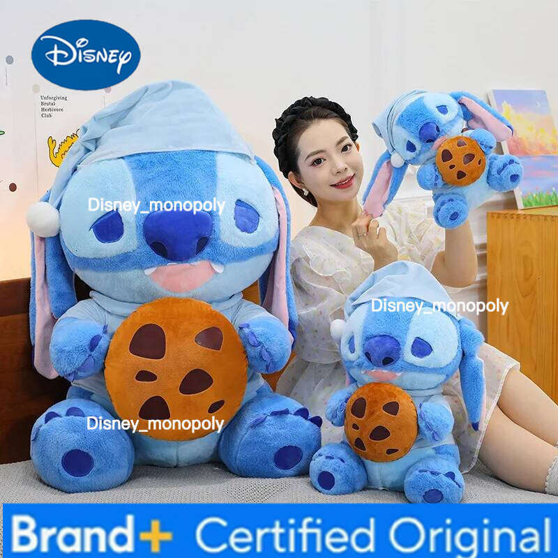 Disney 80Cm Stitch Plush Toy New Super Delicious Cookies Doll Sofa Pillow Learning Office Desktop Ornaments Holiday Gifts H260126