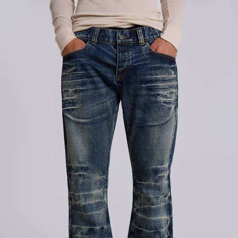 Y2K Mid Blue Flared Vintage Washed Men Women Bootcut Jeans Gothic High Street Unisex Streetwear Retro Baggy wide leg Pants C260126 - view 5