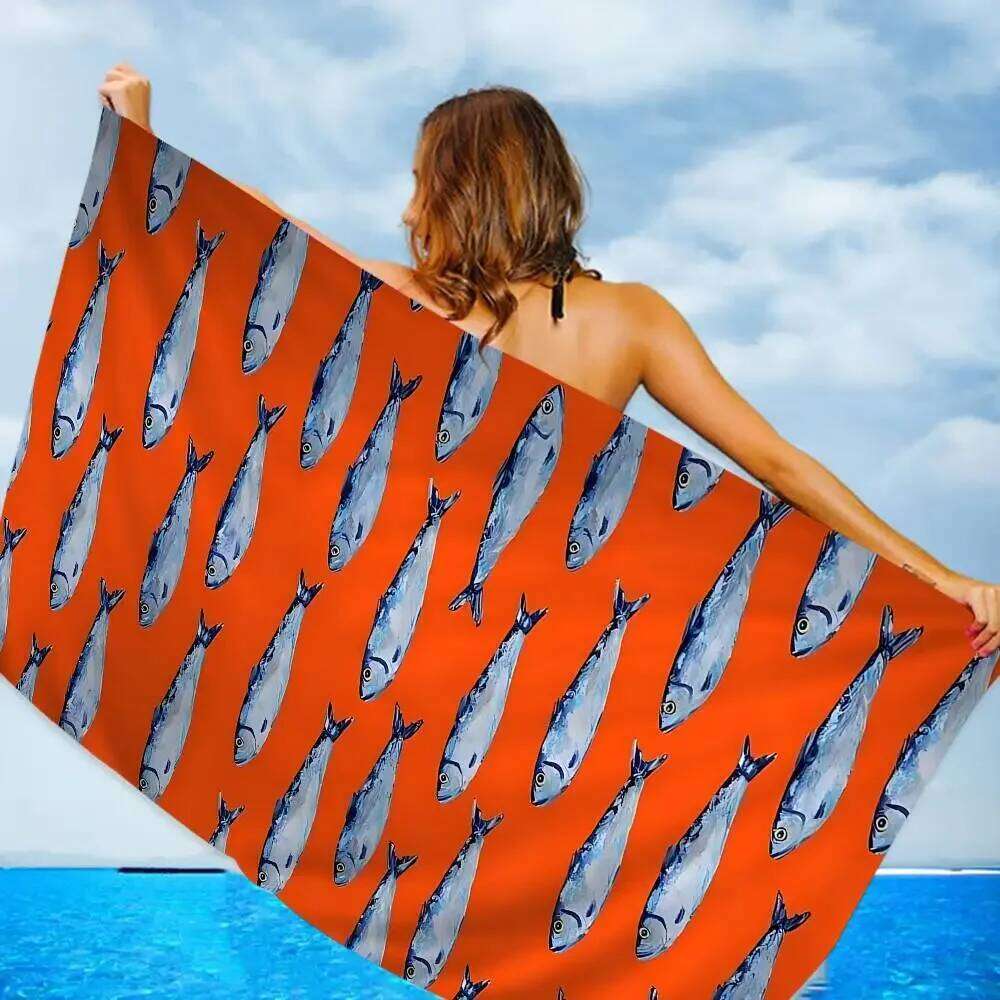 Colorful Sardine Lobster Fish Ocean Animal Big Microfiber Quick Dry Sand Beach Towels Pool Towel For Yoga 26Y0126