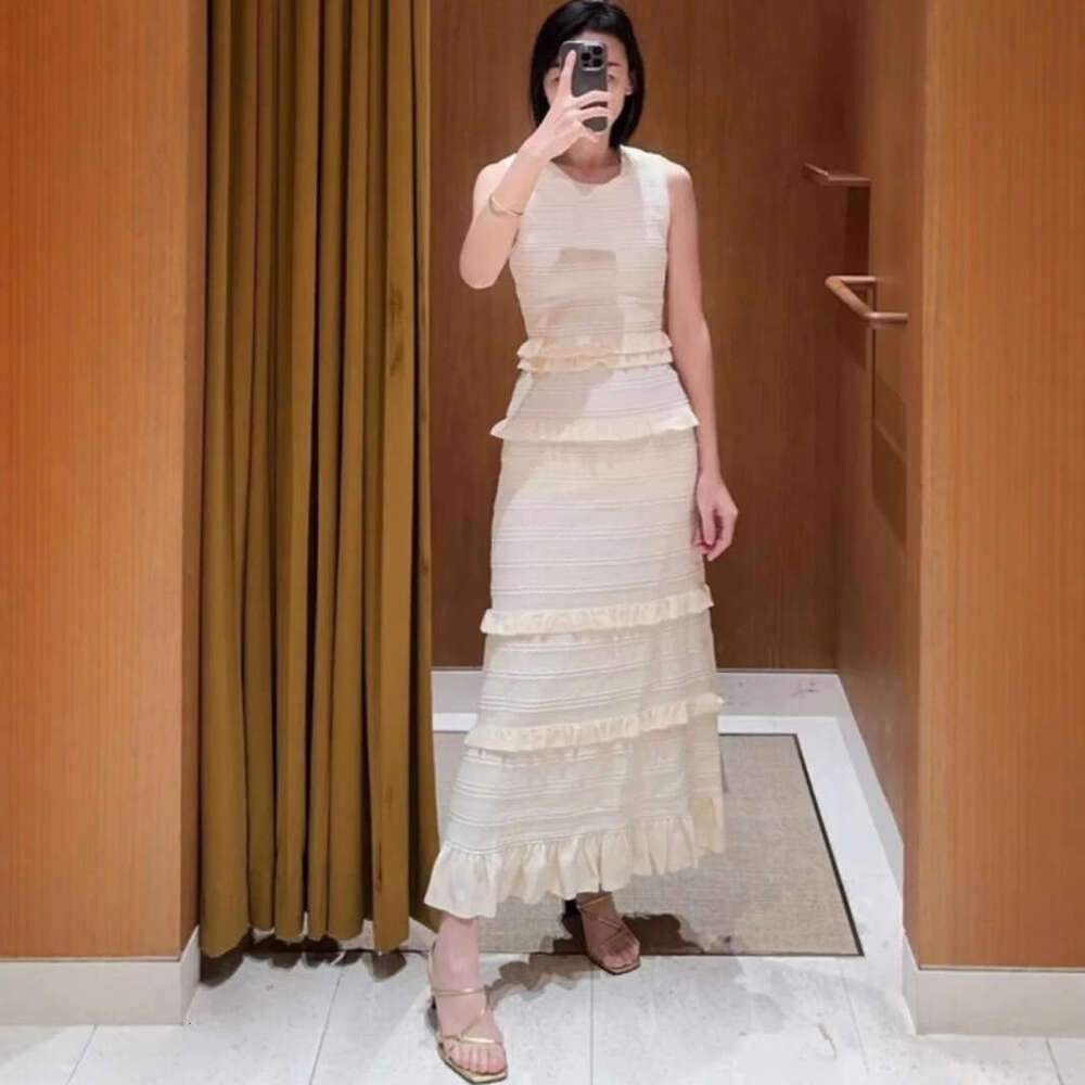 French elegant 2026 spring/summer new lace slim fit cardigan jacket+pleated sleeveless knitted dress for women