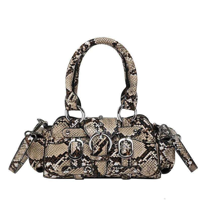 Snake Print Crossbody Versatile PU Single Shoulder Bag for Men Women XJ260125