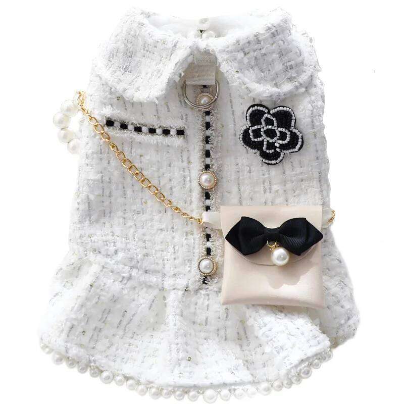 Winter Fall Pet Clothes, Luxury Princess Dress With Pearl Bowknot Small Dogs & Cats - Perfect For Bichon Frise, Schnauzer - view 6