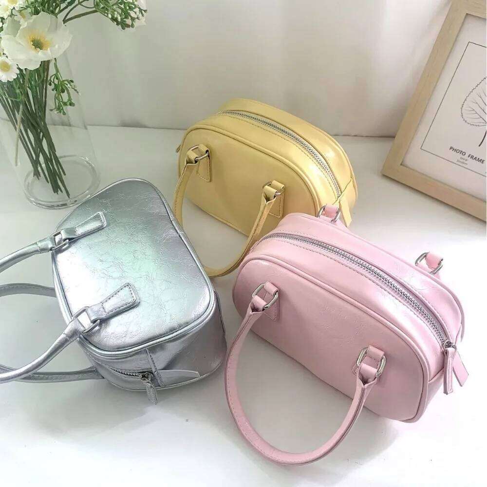 2025 New PU Silver Polyester Crossbody Small Square Bowling Purse Lightweight Durable Fashion Shoulder Bag for Daily Use XJ260125