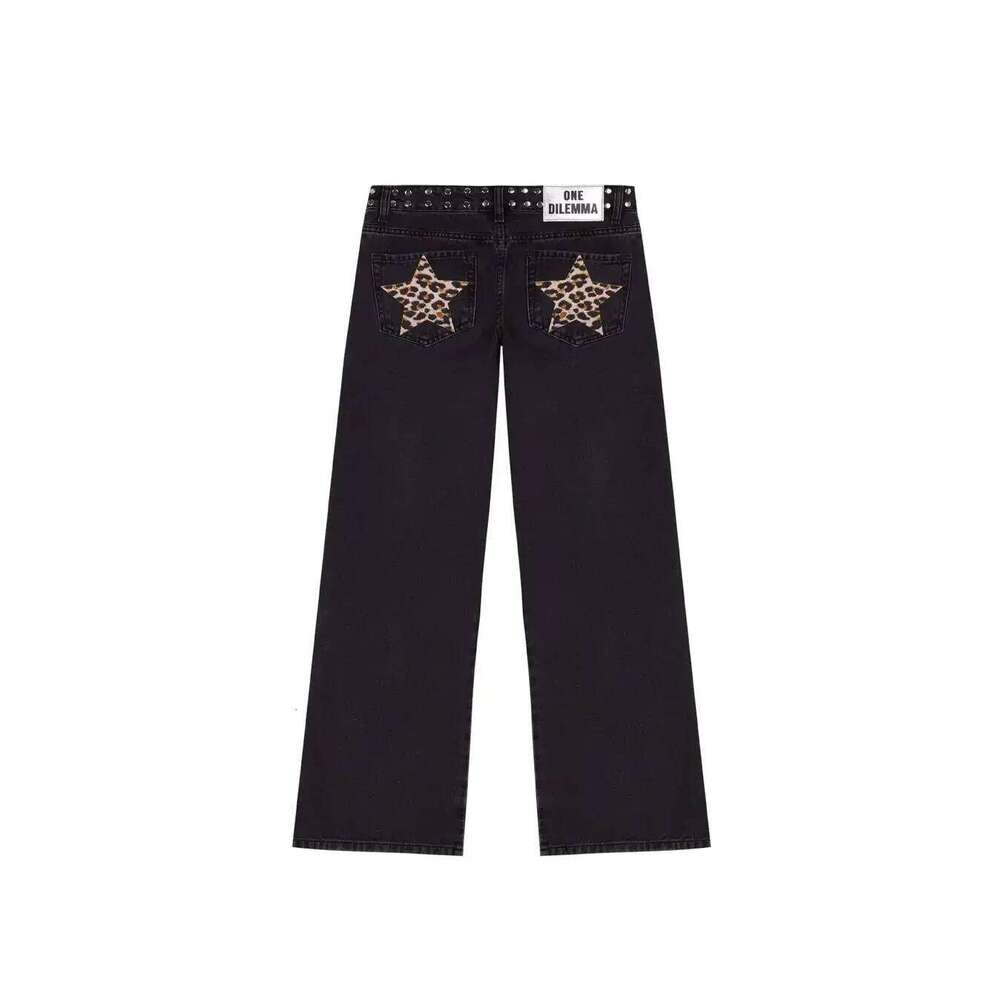 One Dilemma Sequin Embroidery Star Pattern Wide Leg High Waisted Jeans Harajuku Vintage Y2k Baggy Women Straight Pants C260126 - view 7