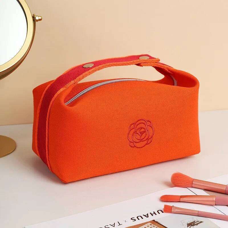 Ladies Camellia Handbag Portable Cosmetics Lipstick Key Storage Bag