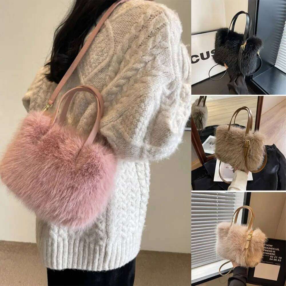 Luxury Faux Fur Ladies Shoulder Soft Square Female Crossbody Fluffy Handbag Tote Bag XJ260125