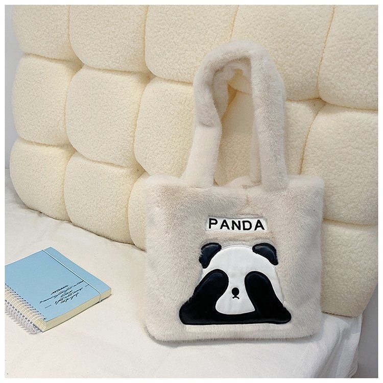 Cross-Border Wholesale Panda Backpack Shoulder Girl Underarm Tote Box Bag Plush 2025 New Model