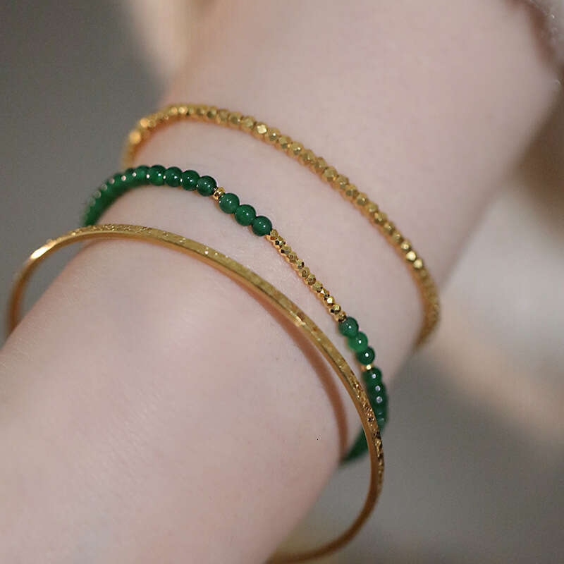 Lush Jadeite Sun Green Xiaomi Agate Bead Bracelet Women's New Chinese National Style Hand Jewelry
