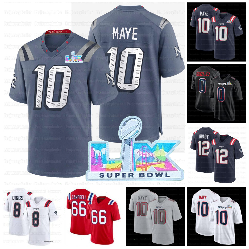 10 Drake Maye patriotses 2026 Super Bowl LX Football Jerseys Gonzalez TreVeyon Henderson Campbell Patriot Vrabel Stefon Diggs Douglas Tom Brady Boutte New Englands