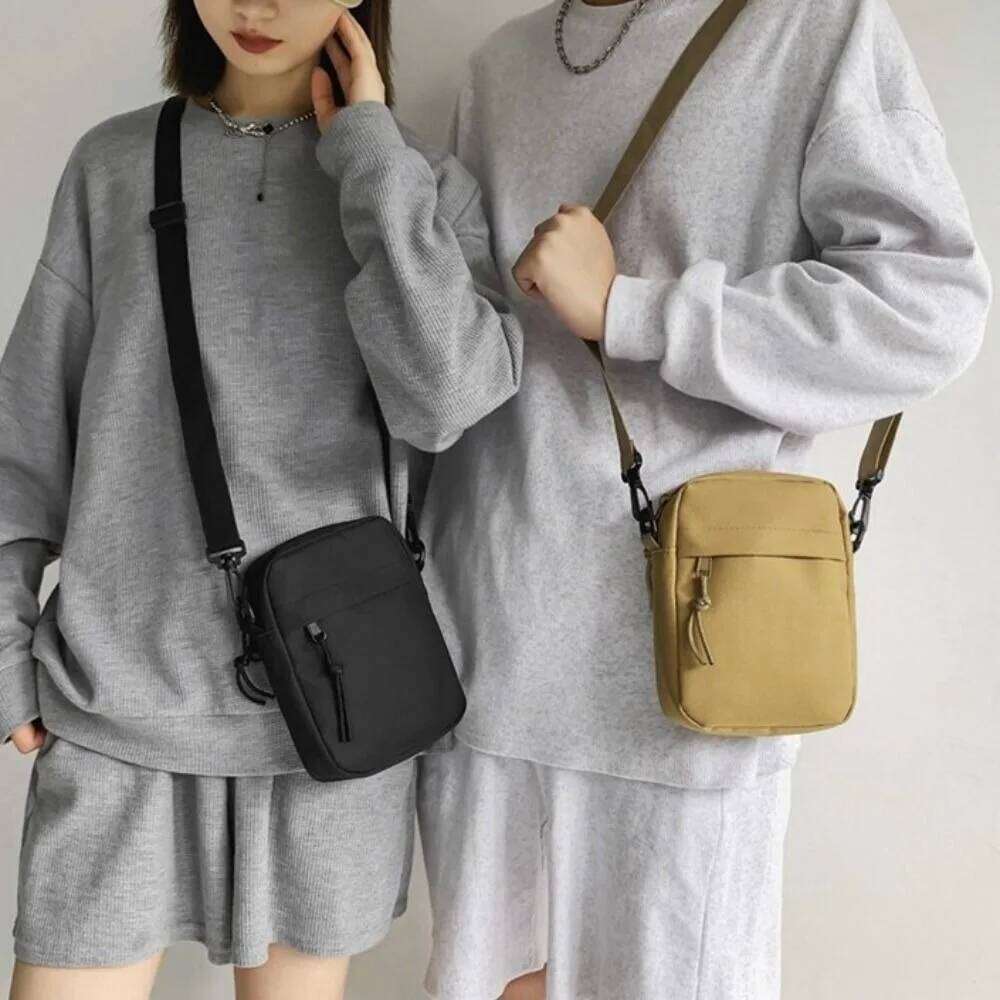 Simple Solid Color Crossbody Canvas Adjustable Shoulder Bag with Zipper Messenger Bags Women XJ260125